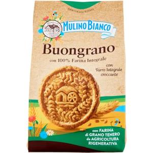 Mulino Bianco Biscotti Buongrano con 100% Farina Integrale, 350 gr | Colazione Ricca di Fibre e Gusto