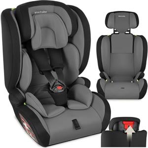 tectake® Seggiolino Auto i-Size con Protezione Impatti Laterali, Poggiatesta Regolabile, Seggiolone Auto Bambino 15 Mesi-12 Anni, Max 36 kg, Sizes 76-150cm, Omologato ECE R129/03 - Grigio Scuro/Nero