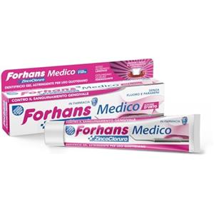 Forhans Zincocloruro Dentifricio Medico, Dentifricio Gel Astringente per Uso Quotidiano con Azione d'Urto per Contrastare il Sanguinamento Gengivale, Azione Lenitiva e Antibatterica, Gusto Menta, 75ml