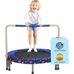 VEVOR Trampolino per bambini da 91,4 cm, 0,9 m, per interni ed esterni, mini trampolino pieghevole con manico, rimbalzo, regalo di compleanno per bambini dai 3 anni in su, ragazzi e ragazze per