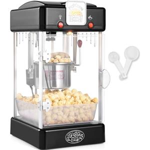 VEVOR Macchina per Popcorn, 240 x 275 x 475 mm Macchina Popcorn Elettrico 300 W Bollitore Peso 3,25 kg, Produrre per Lotto, Macchina per Popcorn da Tavolo, Include 2 Misurini, Stile Cinema, Nero