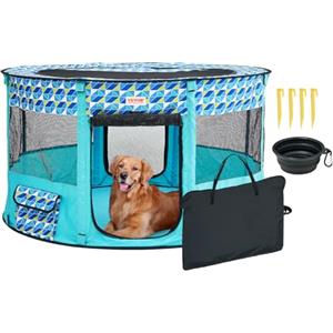 VEVOR Box per Cani Portatile 1117x1117x609 mm Box per Cuccioli Gatto Coniglio Pieghevole in Tessuto Oxford 600D, Cerniera Rotondo Impermeabile Esterno Interno da Campeggio Viaggio Attività all'Aperto