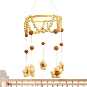 Generico Giostrina Per Culla - Legno Feltro Di Cotone 60x19,5 Cm | Arte Da Appendere Con Palla Fatta A Mano | Ornamento Pendente Da Soffitto Extra Large Di Genere Neutro Per La Decorazione Della Sta