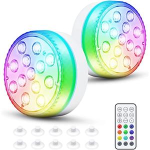 TFixol Luci Piscina, Luce Subacquea con Telecomando 16 Colori Impermeabili Luci per Piscina Fuori Terra per piscine interrate fuori terra, fontana, vasca da bagno e acquario 2pcs