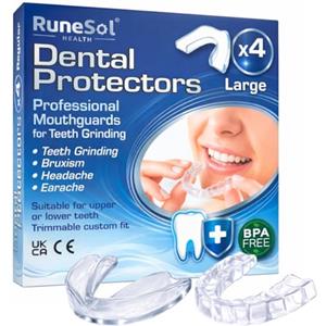 Runesol 4pcs Bite Bruxismo Automodellante, Grandi Byte per Notturno, Dispositivo Medico CE e BPA frei Bite Dentale, Bait per Denti Notturno, Mouth Guard for Bruxismo, Teeth Grinding Paradenti