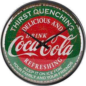 Nostalgic-Art Orologio da muro retrò, Ø 31 cm, Coca-Cola - Thirst Quenching Green - Idee regalo, Official License Product (OLP), decorazione per la cucina grande, design vintage