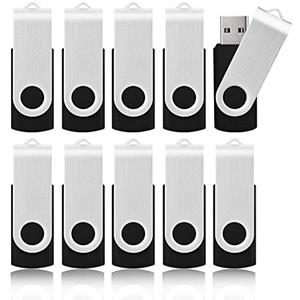 KOOTION Chiavetta USB [10 Pezzi, 32 GB ] USB 2.0 Pen Drive 32GB Piccolo e Leggero Pennetta USB con Coperchio in Metallo Girevole a 360° Penna USB Set Para Ordenador/TV/Coche/Player, ect - Nero