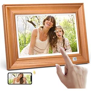KODAK Cornice Digitale WiFi, Cornice Foto Digitale 10 pollici con Memoria da 64GB, FHD 1920 * 1200 Touchscreen, Cloud Cornice Elettronica in Legno, Condivisione di Foto, Video e Musica via USB o App