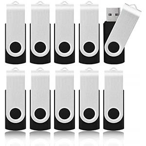 KOOTION 10 Pezzi Chiavetta USB 16GB, USB 2.0 Pen Drive 16GB Piccolo e Leggero Pennetta USB con Coperchio in Metallo Girevole a 360° Penna USB Set Para Ordenador/TV/Coche/Player, ect - Nero