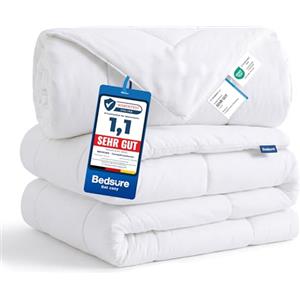 Bedsure Piumino Singolo 4 Stagioni 155x220cm - Piumone 2 in 1 Letto Matrimoniale 155 x 220, Trapunta Bianca in Microfibra Sintetica