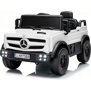 TCARAIWEN Macchina Elettrica per Bambini Mercedes-Benz Unimog Licenza, 12V Auto Elettrica Bambini 3-6 Anni, Veicolo con Telecomando, Cintura a 3 Punti, Bluetooth, 5 km/h (Bianco)