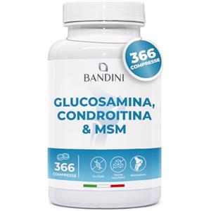 Bandini® Glucosamina Condroitina MSM 366 Compresse con Vitamina C | Per Articolazioni e Cartilagini | Formula Completa con 600mg di Glucosamina, 100mg di Condroitina e di MSM per dose giornaliera