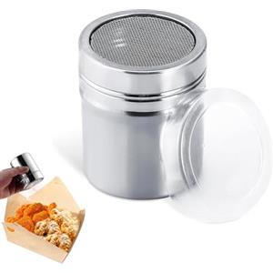 VNDKGN Shaker per zucchero a velo, shaker per cioccolato per cappuccino condimento cioccolato polvere shaker zucchero spezie setaccio acciaio inox sale caffè dispenser spolverino cannella farina shaker per