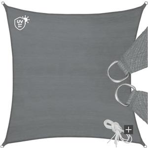 tectake® Tenda a Vela Solare Quadrata, Protezione Raggi UV 50+, Telo Ombreggiante Giardino, Tenda Parasole Terrazzo, Vela Ombreggiante Esterno - Grigio, 5 x 5 m