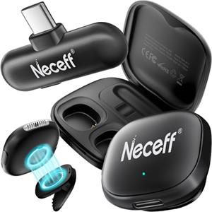 Neceff Mini Microfono Wireless USB C per iPhone 15 16 Android Samsung Microfono per Cellulare e PC con Cancellazione Rumore AI Microfono Wireless Professionale per Video Social Vlog YouTube TikTok 32H