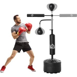 HOMCOM Sacco Boxe da Terra 4 in 1 con 2 Speedball 160-230cm Nero