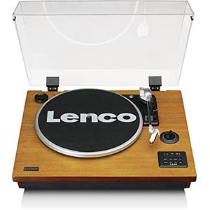 Lenco Giradischi Lenco LS-55 con altoparlanti integrati - Ricezione Bluetooth - Codifica diretta MP3 su supporti di archiviazione - 2 x 5 Watt RMS - Ingresso USB - AUX - Marrone