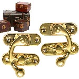 Generic Chiusura a gancio anticata - Chiusura a scatto vintage retrò, 2 pezzi con gancio sinistro e destro, per scatole di gioielli, cassette degli attrezzi, valigie, serratura decorativa antica, chiusura