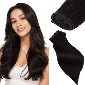 Rich Choices Extension Capelli Veri Tessitura Cucite Capelli Veri Lisci Remy Human Hair 100g 60cm Bundles Extensions Professionali #1B Nero Naturale