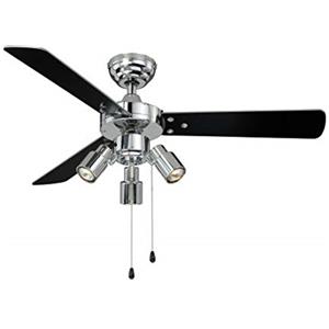 AireRyder Ventilatore da Soffitto con Illuminazione Cyrus 107 cm, Alloggiamento Cromo Lucido, Pala in Nero e Argento