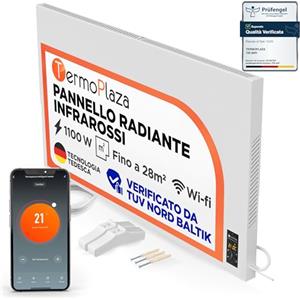 Termoplaza Termoconvettore Elettrico WiFi Da Parete o in Piedi 28 m² - 1100 Watt Stufetta Elettrica Basso Consumo - Termosifoni Moderni Infrarossi - Pannello Radiante Infrarossi Termosifone Elettrico