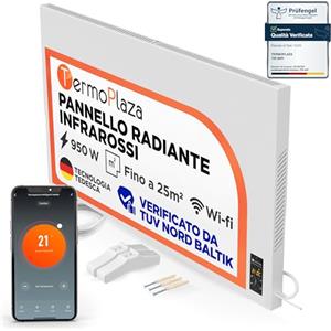 Termoplaza Termoconvettore Elettrico WiFi Da Parete o in Piedi 25 m² - 950 Watt Stufetta Elettrica Basso Consumo - Termosifoni Moderni Infrarossi - Pannello Radiante Infrarossi Termosifone Elettrico