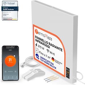 Termoplaza Termoconvettore Elettrico WiFi Da Parete o in Piedi 7 m² - 270 Watt Stufetta Elettrica Basso Consumo - Termosifoni Moderni Infrarossi - Pannello Radiante Infrarossi Termosifone Elettrico