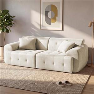 COMHOMA Divano a 2 posti, 180 x 86 x 40 cm, con schienale, cuscino e braccioli, moderno divano in tessuto per soggiorno, appartamento, ufficio, senza montaggio, beige
