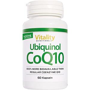 Vitality Nutritionals Coenzima q10, Ubiquinolo fino all'800% più biodisponibile del normale CoQ10, 100 mg di ubichinolo. Senza additivi. Energia Antiossidanti Anti-invecchiamento. Ubiquinol CoQ10