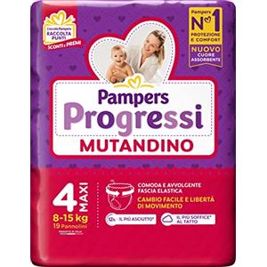 Pampers Progressi Mutandino Maxi, Taglia 4 (8-15 kg), 19 Pannolini
