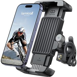 Lamicall Supporto Telefono Bicicletta - [1S Blocco] Stabile & Sicuro, 360° Rotazione, Porta Cellulare Moto con Protezione in Silicone per iPhone 17/16/15 Pro Max, Galaxy S25 S24 Ultra, 6-7" smartphone