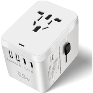Vemfay Adattatore Universale da Viaggio, Presa Universale da Viaggio con 3 USB-C(PD 35W) e 2 USB-A e 1 AC, Internazionale Travel Adapter per Americana USA UK Inglese Giappone Australia Tailandia e 224+ Paese