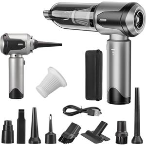 uxen Aspirapolvere Auto Senza Fili Portatile, Aspirabriciole 26000PA, Mini Aspirapolvere 4 in 1 Vacuum Cleaner, Aspira Briciole Potente Ideale per la Pulizia dell'auto e della Casa, Argento