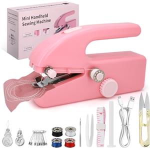 Ykall Macchina da Cucire Portatile, Elettrica a 2 Velocità, Ricaricabile e Facile da Usare, Cucitura Rapida, Compatta e Leggera, Perfetta per Tessuti, Abbigliamento, DIY, Casa e Viaggi (Rosa)