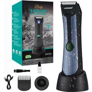Gentlemen's BARBER SHOP LARGNER Haircuts Rasoio per peli del corpo da uomo, con testine in ceramica, rasoio a sfera per parti private con luce LED e display