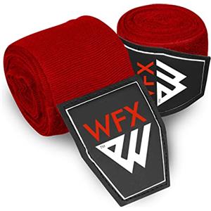 WFX Fasce Boxe 3,5m & 4,5m, Arti Marziali Bende Boxe, Supporto Polso Fascia Box'e per Pugni, Protezione Delle Dita, Allenamento Elastica Pesante per Box'e, MMA, Muay Thai (Rosso 4,5 M)