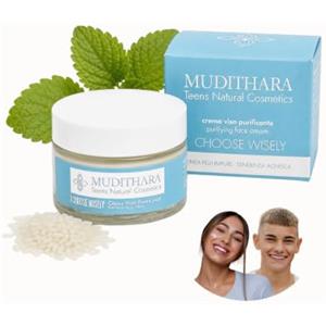 Mudithara Crema Brufoli Viso Adolescenti - Rossori Punti Neri - Idratante - Leggera ideale per Pelli Impure miste grasse con estratti di piante -vegan 50 ml