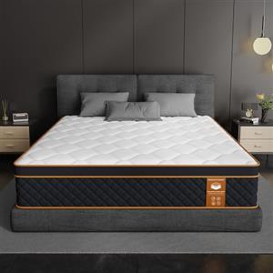 Qabefy Materasso 160x200 cm, altezza 25 cm, materasso a molle insacchettate a 7 zone, grado di durezza H3, materasso ortopedico ed ergonomico a molle con strato di memory foam, per il sollievo della