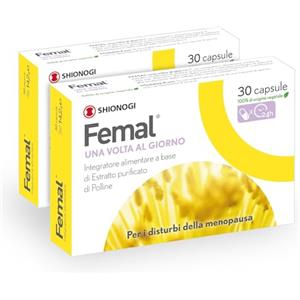 Femal Menopausa 60 Capsule 2 Mesi di utilizzo, Integratore Naturale Non Ormonale per Vampate, Sbalzi d'Umore, Disturbi Sonno, Sudorazioni Notturne e Stanchezza, Estratto Polline e Vitamina E