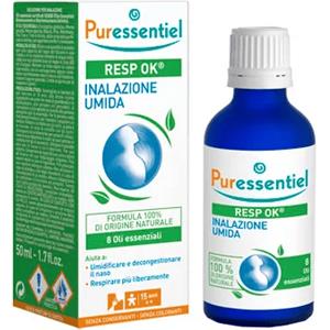 Puressentiel Resp'OK Inalazione Umida 50 ml Soluzione di Oli Essenziali per Comfort Respiratorio