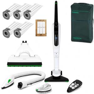 DG Service VORWERK FOLLETTO VK7s ORIGINALE NUOVO - Aspirapolvere SENZA FILI con Spazzola, Batteria, Caricabatteria, 6 Sacchetti, 6 Dovina (Dotazione Completa + Lavapavimenti SP7 + Picchio PB7 + Sacca Accessori)