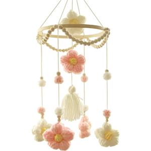 Generico Giostrina Per Culla - Decorazione Floreale Intrecciata, Succhietto Per Cameretta | Decorazione Da Parete Per Vivaio In Stile Nordico Fatta A Mano, Unità Di Intrattenimento Per L'intrattenimento Del So
