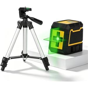 Aicharynic Livella laser a croce con treppiede, laser verde a croce, autolivellante a 360°, laserverticale e orizzontale, portata 30 m, lasera croce per interni ed esterni, fai da te