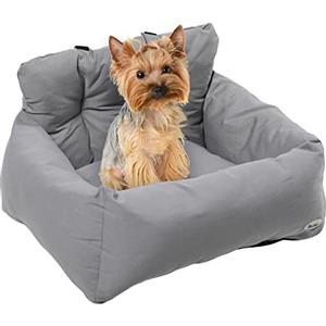 PawHut Seggiolino Auto per Cani di Piccola Taglia, Cuccia per Auto in Cotone Sfoderabile e Lavabile con Cinture di Sicurezza, Grigio Scuro