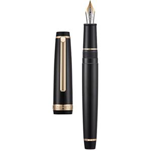 erofa Jinhao 82 - Penna stilografica, pennino medio con convertitore, finiture in oro nero