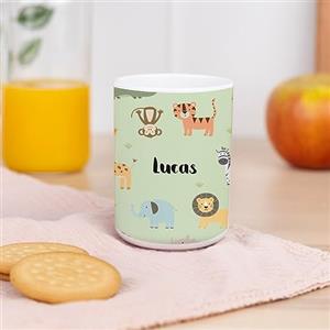 Wanapix | Bicchieri per Bambini | Bicchiere Personalizzato di Plastica Infrangibile | Ritorno a scuola/asilo | Senza BPA | Tazza per Bambini | 330ml | Animali Giungla