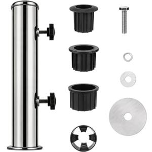 FARYODI Supporto universale per ombrellone in granito, per esterni, robusto, con tubo in acciaio inox e manicotti regolabili in PVC, base antivento per ombrellone da giardino, terrazza (argento)