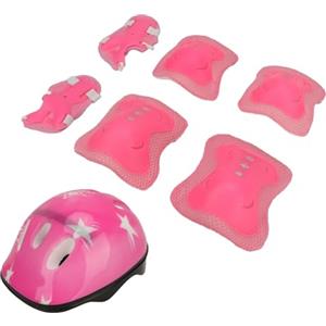 BSTiltion Set di caschi da bici per bambini, con ginocchiere, gomitiere regolabili, protezioni per il polso, per bambini dai 5 ai 14 anni, colore: rosa