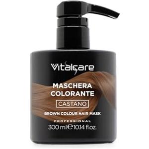 VITALCARE | Maschera Colorante Capelli, Ravvivante e Tonalizzante, Colore Castano, Senza Ammoniaca, 300 ml