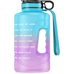 AF-WAN Borraccia Motivazionale con Marcatura del Tempo e Cannuccia, 2,2 Litri di Mezzo Gallone Grande Brocca D'acqua Sportiva con Manico, Senza BPA, a Prova di Perdite